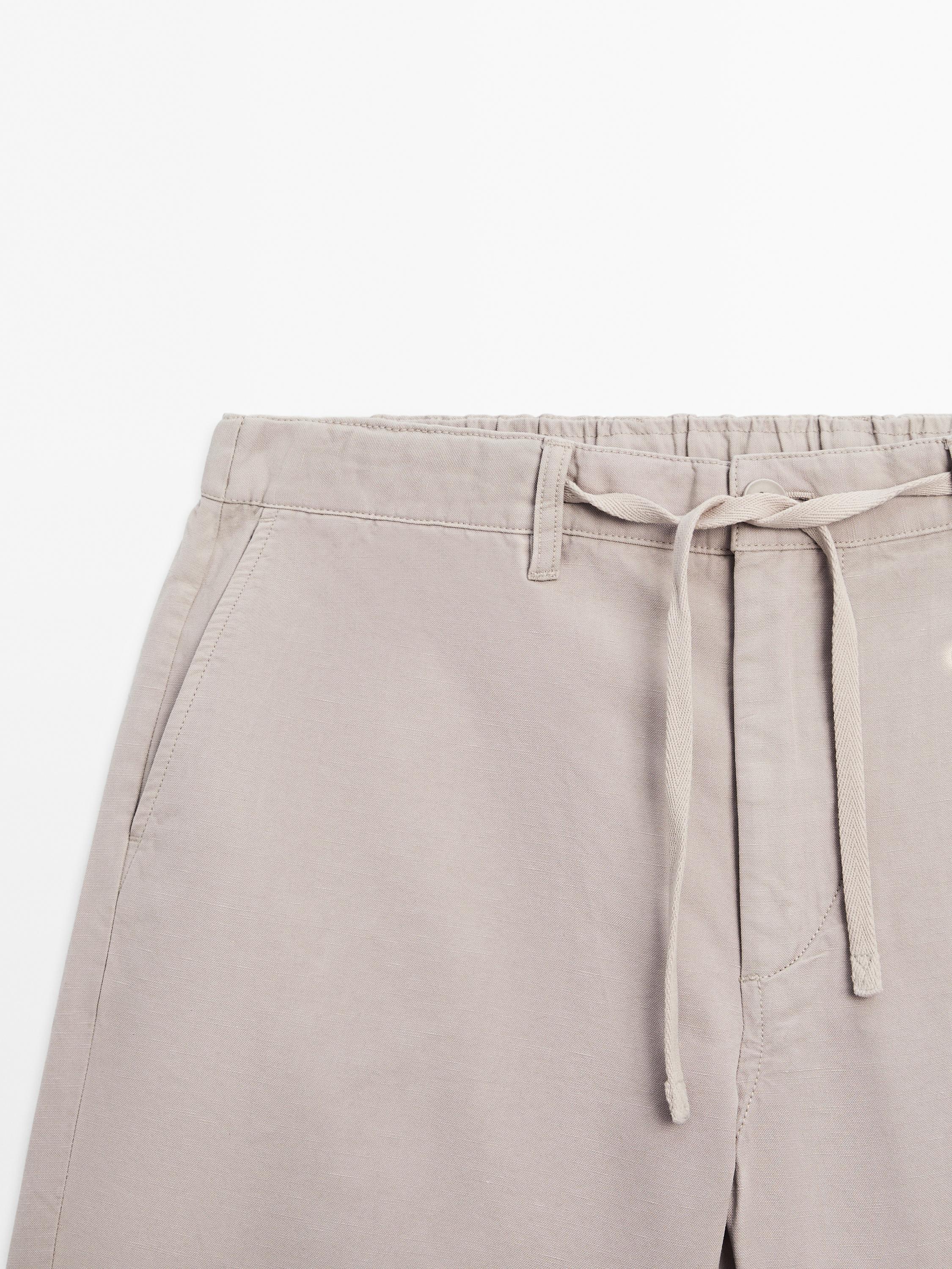 Cotton blend semi-jogger Bermuda shorts